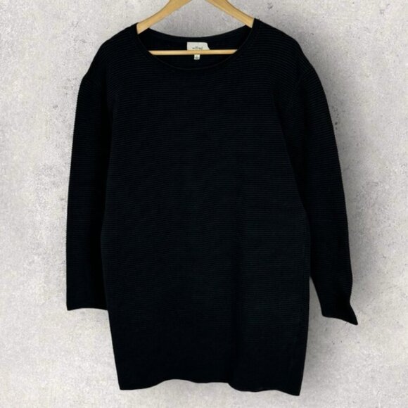 Aritzia Wilfred Cashmere Silk Black Ribbed Knit Sweater Dress Size Large Minimal - Picture 14 of 15